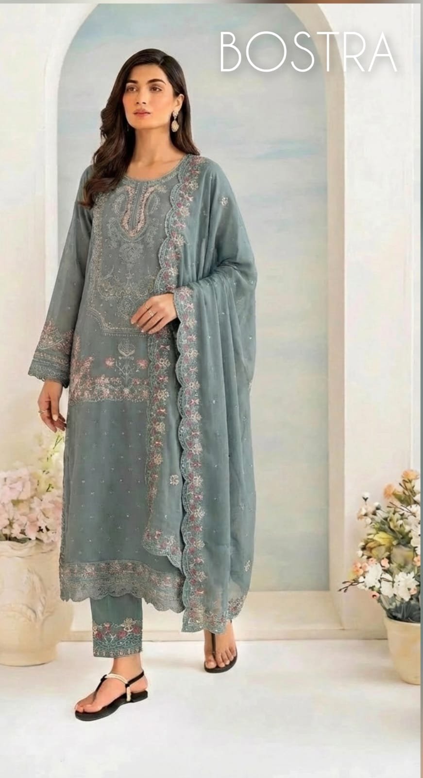 Faux georgette with four pcs set- 601
